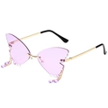 Frameless butterfly sunglasses with purple gradient lenses and gold metal fringe - Gold Frame Light Purple