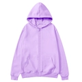 Minimalist light purple zip-up hoodie with drawstring and soft knit fabric for couples - Lavender