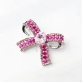 Bow brooch with pink and rose gradient rhinestones and center crystal inlay - Rose Red