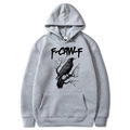 Grey F-CAW-F graphic hoodie featuring a crow on a withered tree for a casual street look - Light Gray
