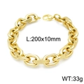 Golden chunky stainless steel oval link chain bracelet with lobster clasp 200x10mm 33g - 200x10mm Gold Style (KB144252-Z)
