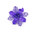 Sparkly purple glitter Christmas flower decoration for festive tree and gift wrapping - Purple