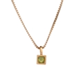 Rose gold stainless steel box chain necklace with square green zircon gemstone pendant - September-Dark Blue