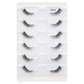6 pairs of YK404 black half eyelashes with clear bands for natural elongated cat eye look - Natural Slim Short Style (YK404)