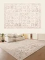 Retro floral French area rug in warm beige with waterproof and stain resistant surface - Yiluona Flower Field