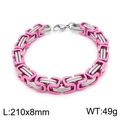 8mm Byzantinisches Kettenarmband in Rosa und Silber Edelstahl, 210mm Länge - Armband / Magenta / 21cm