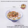 Portachiavi modello di cibo mini, ciotola di spaghetti blu con dettagli, diametro di 7 cm - Blu Grande (Senza Gancio)