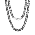 Byzantine chain necklace in silver and black stainless steel with lobster clasp - 6mm / Bracelet 18CM / Silver Black