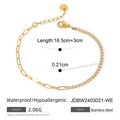 Bracciale in acciaio inossidabile dorato con intarsio in zircone e maglie ovali - Bracciale a catena in zirconia cucita