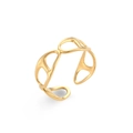 Detailed close-up of hollow pig nose link chain open ring in 18K gold plated steel - Hollow Pig Nose Link Open Ring
