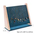 3-tier peacock blue velvet and wood necklace display stand measuring 31x11.5x27cm - Dark Green