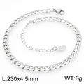 Silver stainless steel 4.5mm curb chain anklet with lobster clasp for women - Silver Simple Chain Style (KJ3737-Z)