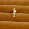 Gold vertical bar stud earring with six clear zircons and a round screw back closure - Gold (Bar Row Stone Style Y20412-15)