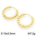 Pendientes de aro clásicos con cuentas en acero inoxidable chapado en oro de 18K - Estilo de Aro con Cuentas (KE117435-GC) / 15x2.5mm / Dorado