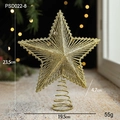 Hollow gold glitter Christmas tree topper star made of metallic wire with spring base - Gold