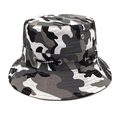 Detail of camouflage bucket hat with adjustable drawcord and metal ventilation eyelets - M (56-58cm) / Black Grey Camo (5#)