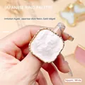 Japanese style white square resin nail art palette ring with elegant gold trim details - Square White