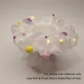 Luminous gift wrapping paper with colorful pompoms and warm LED lights for Christmas - White with Pink and Purple Pompoms / 4 Sets/Pack