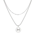 Minimalist double-layer silver smile necklace with bead and box chains in steel - Steel
