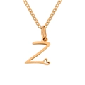 Minimalist rose gold stainless steel necklace featuring a letter Z pendant with heart cutout - Letter Z (Z-Rose Gold) / Rose Gold