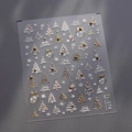 Stickers ongles Noël TL-274 avec flocons blancs et sapins dorés sur fond sombre - TL-274 Or Multicolore
