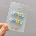 Paar hellblaue Glitzer-Stern-Haarspangen für Mädchen auf handgefertigter Karte - 8# Blau Stern Paar Clips