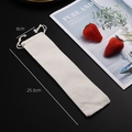 Beige canvas drawstring pouch for reusable straws, measuring 6cm by 25.5cm for storage - Beige Cotton Bag 255*60mm