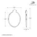 Detailed view of 925 sterling silver twisted hoop earrings with size measurements - 925 Silver Plated White Gold 40mm