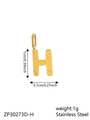 Polished golden stainless steel letter H pendant with compact 1cm minimalist design - Letter-H / Gold