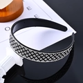 Sparkling rhinestone headband with black diamond lattice pattern on reflective surface - Grid Black White Full Rhinestone