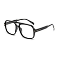 Retro-Doppelsteg-Pilotenbrille mit schwarzem Acetatrahmen und klaren Gläsern - Glänzendes Schwarz Anti-Blaulicht