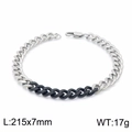 Tweekleurige zilver-zwarte Cubaanse armband voor heren, 7mm breed met karabijnsluiting - Zwart en Zilveren Armband (KB149474-KLHQ)
