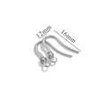 Silver stainless steel ear hooks with cubic zirconia 12x16mm jewelry findings - Style 8 / Steel