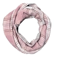 Soft faux cashmere neck warmer in pink and white plaid pattern for wind protection - F58