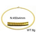 Golden 4mm wide Omega snake chain necklace in 450mm length with lobster clasp - Dense Snake Bone Style (KN35039-Z)