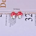 Red mushroom alloy charm with white pearl base for DIY jewelry making 16x23mm - Pearl Mushroom