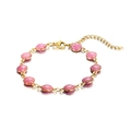 Bracciale in acciaio inossidabile placcato oro 18k con ciondoli glitter rosa tondi - Rosa