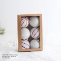 Lot de 6 boules de Noël de 8cm avec rayures rouges pailletées sur fond blanc - 8cm Boule à Paillettes Rouge Blanc