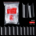 Détails macro des capsules d'ongles transparentes en 10 tailles pour manucure pro - Style 32 / 500 Pièces / Transparent