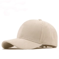 Classic beige corduroy baseball cap with 6-panel design and vintage minimalist style - Adjustable / Beige