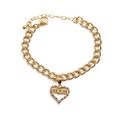 Gold-plated MOM heart pendant bracelet with colorful zircons and adjustable chain - Gold Heart Hollow MOM Multi-color Zircon