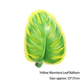 Tropical yellow monstera leaf foil balloon for party decor 53x37cm size detail - Yellow Monstera Leaf Balloon