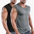 Men's quick-dry fitness tank top in black and grey, featuring a breathable athletic fit - Black + Gray