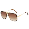 Classic aviator sunglasses with gold metal frame, tortoiseshell trim and gradient lenses - Leopard Gold Frame Brown Lens