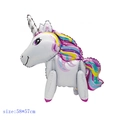 3D standing white unicorn foil balloon with colorful patterns for party, size 58x57cm - White Assembled Unicorn-58*57cm