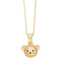 Chic gold-plated bear pendant necklace with pink and white cubic zirconia crystals - Pink