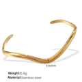 Bracciale rigido dorato a onde in acciaio inossidabile, spessore 3,6mm e peso 6,4g - Oro