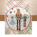 Christmas table runner with Nutcracker and ballet prints on a pink plaid fabric base - Nutcracker Plaid