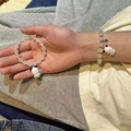 Beaded pearl bracelet with blue charm and cute pendant set for women's wrist style - S023-pachira Dog Glass Bracelet #sz200