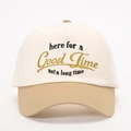 Embroidered two-tone baseball cap with Good Time slogan in beige and khaki finish - One Size / Off-White/Dark Khaki